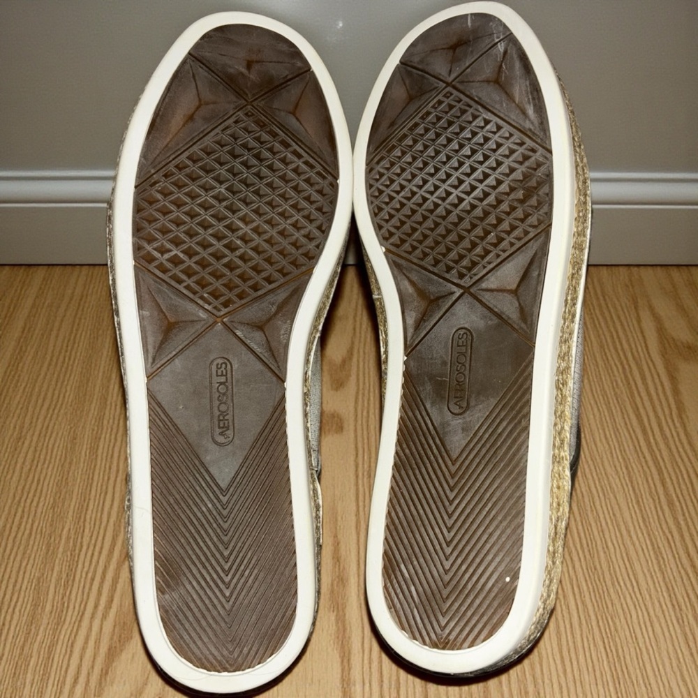 Aerosoles Silver Metallic Slip-On Comfort Sneakers | Espadrille Trim | Size 8.5 - Picture 5 of 5